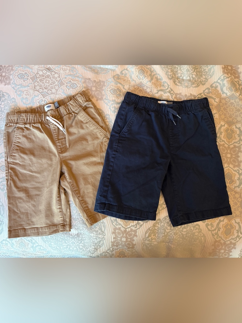 Old Navy Tan and Navy Boys Pull-On Shorts  bundle of 2